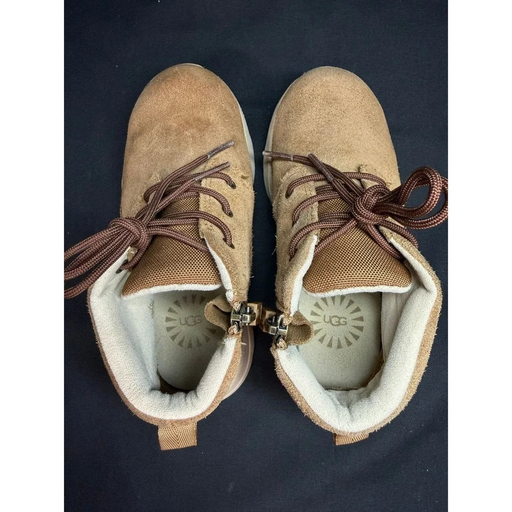 UGG Kids Canoe III Weather Chukka Suede Zip Up Lace Up‎ Boots Chestnut Suede
